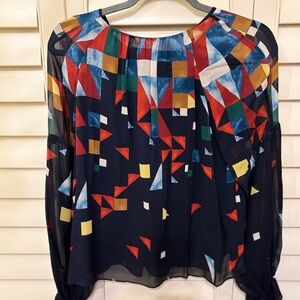 DESIGNER~ JOIE COLORED DESIGN SILK BLOUSE~ XS - RETAILS $325